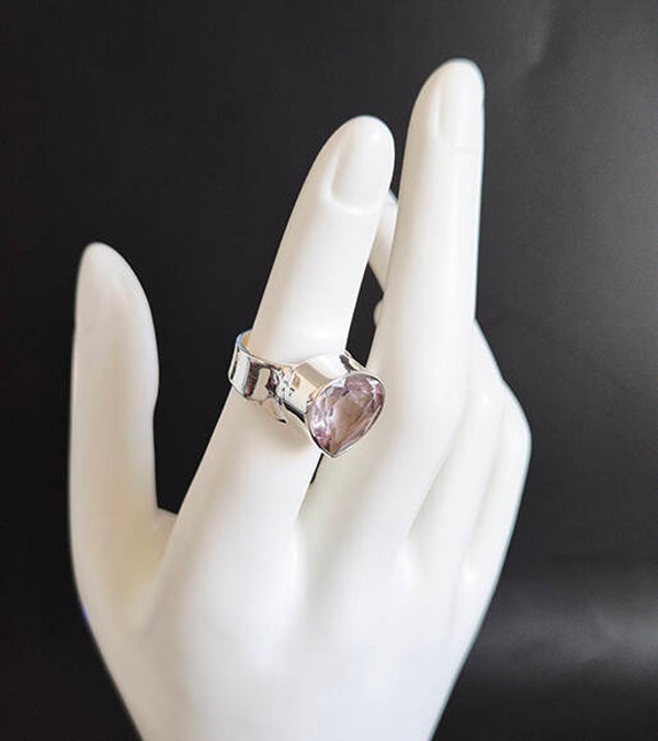 Pear shaped Amethyst and Sterling Silver Ring