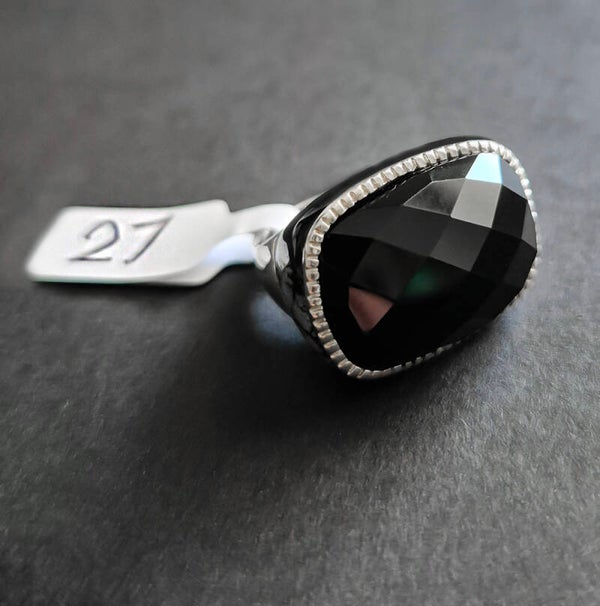 Black Onyx Obsidian Sterling Silver Ring