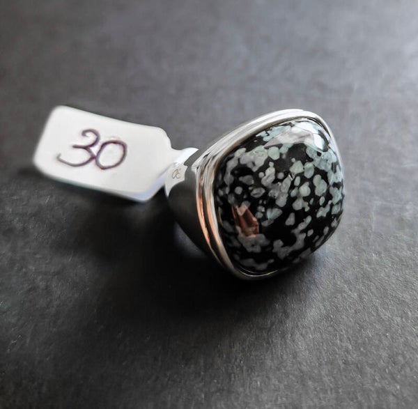 Snowflake Obsidian and Sterling Silver Ring