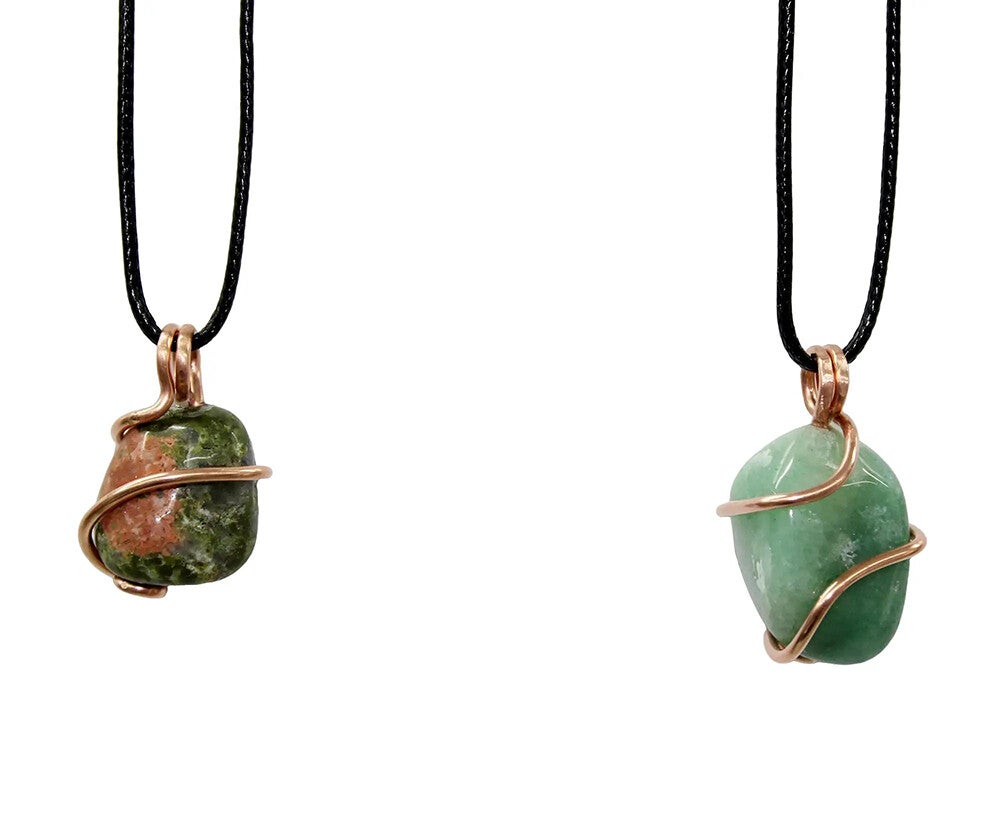 Gemstone Necklaces Wrapped in Pure Copper