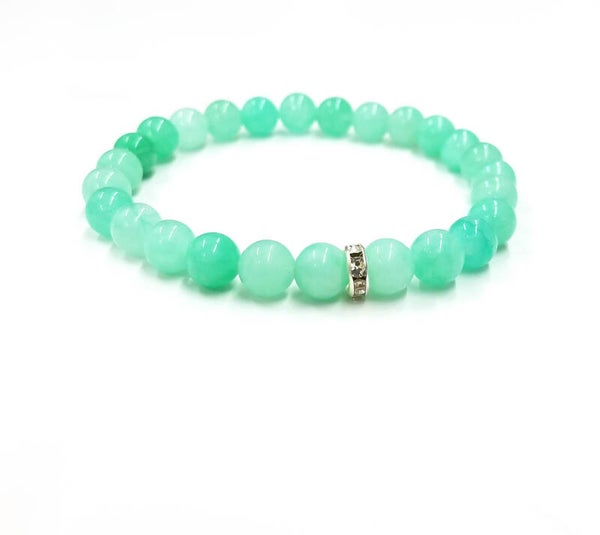 Green Chalcedony Gemstone Stretch Bracelet