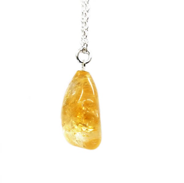Natural Citrine Pendant With 18 inche 925 Sterling Silver Chain With Lobster Clasp