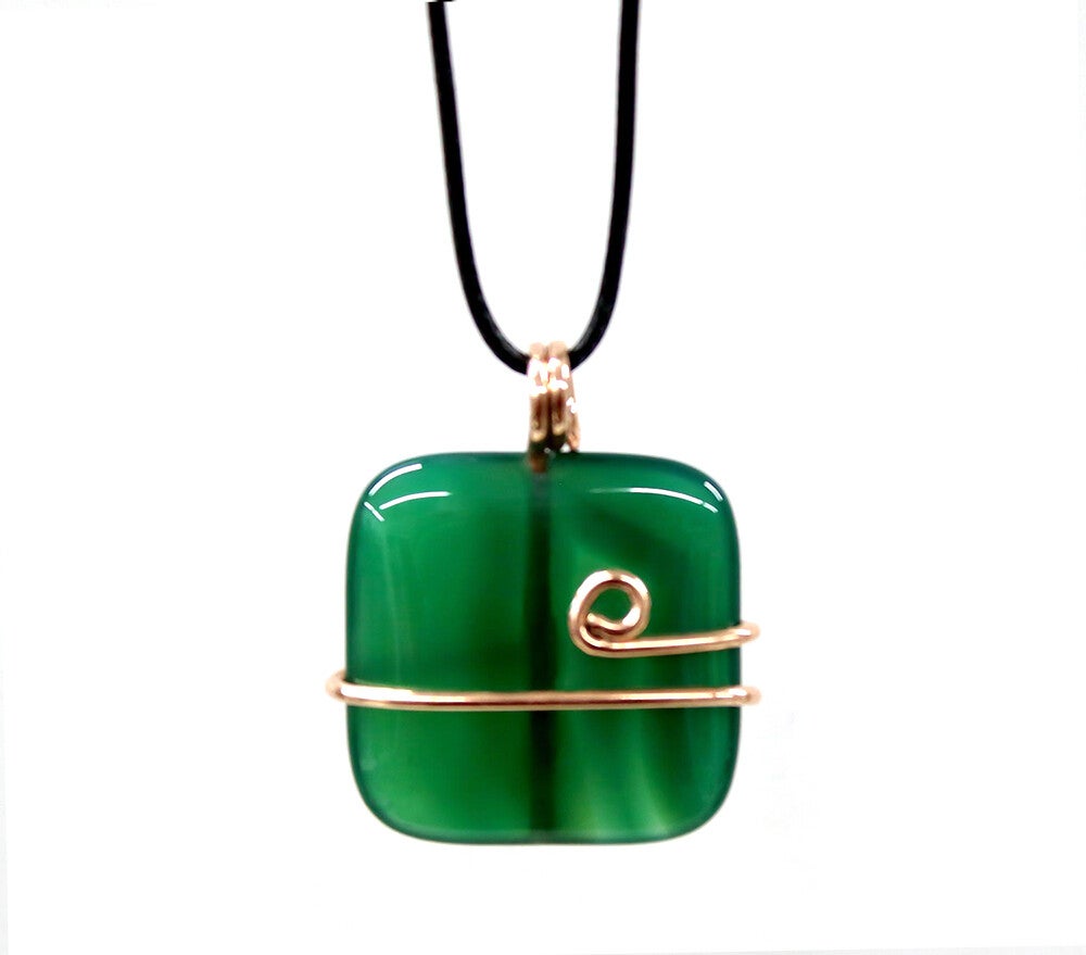 Green Adventuring Copper Wrapped Necklace