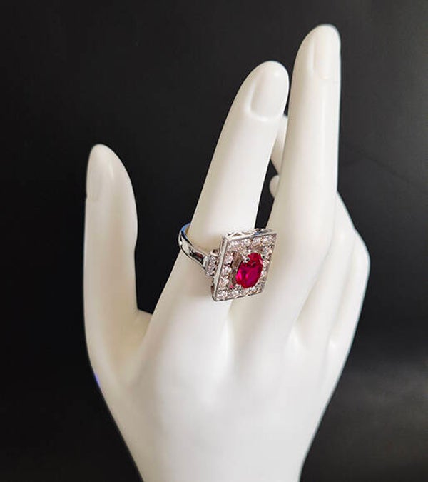 Red Ruby and Sterling Silver Ring