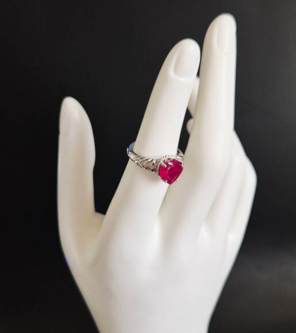 Red Ruby and Sterling Silver Ring