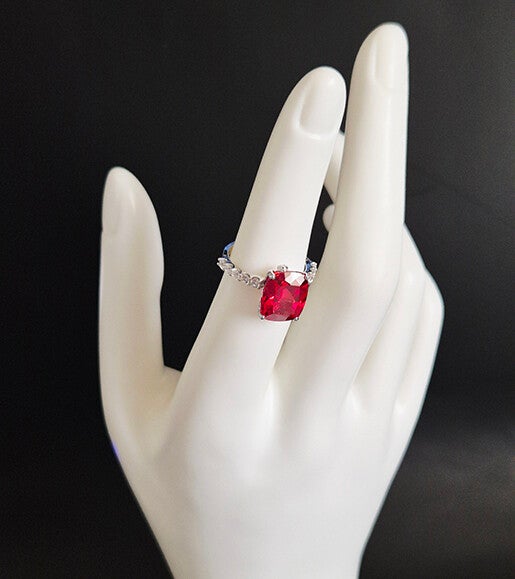 Red Ruby and Sterling Silver Ring