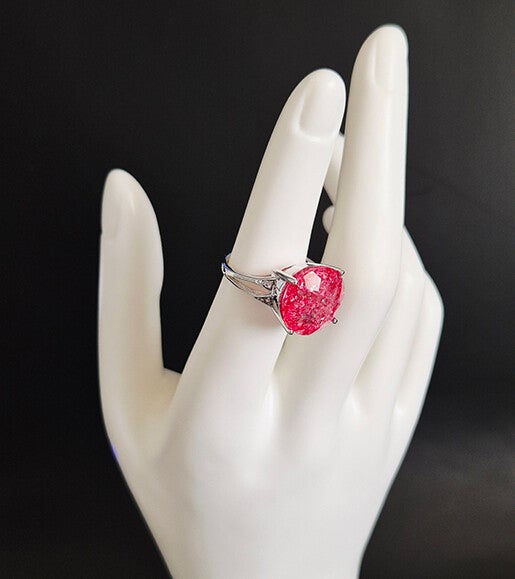 Pink Crackle Quartz and Sterling Silver Ring
