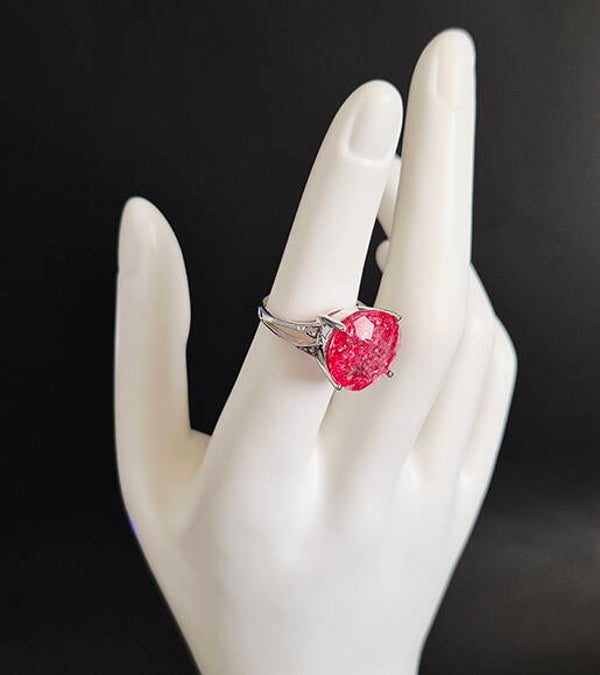 Pink Crackle Quartz and Sterling Silver Ring