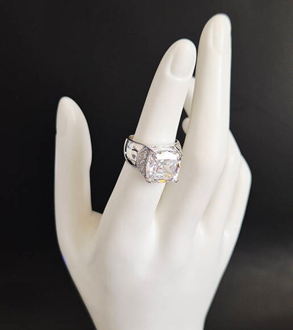 Vintage cubic zirconia and sterling silver ring
