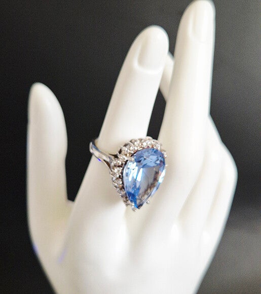Pear shaped Blue Topaz and Sterling Silver Ring