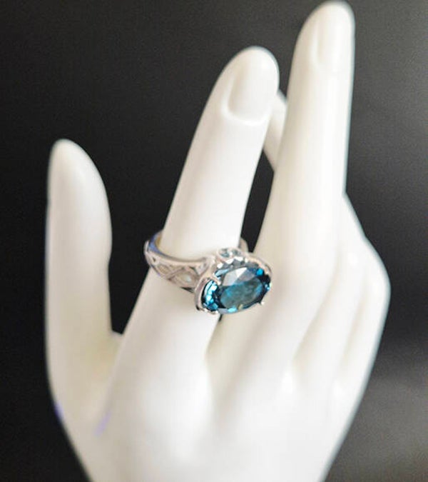 Oval London Blue Topaz and Sterling Silver Ring
