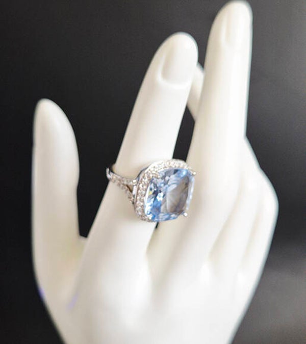 Aquamarine and sterling silver ring