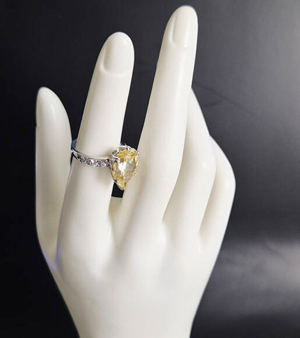 Cushion-Cut Canary Yellow Zircon Stone and Sterling Silver Ring