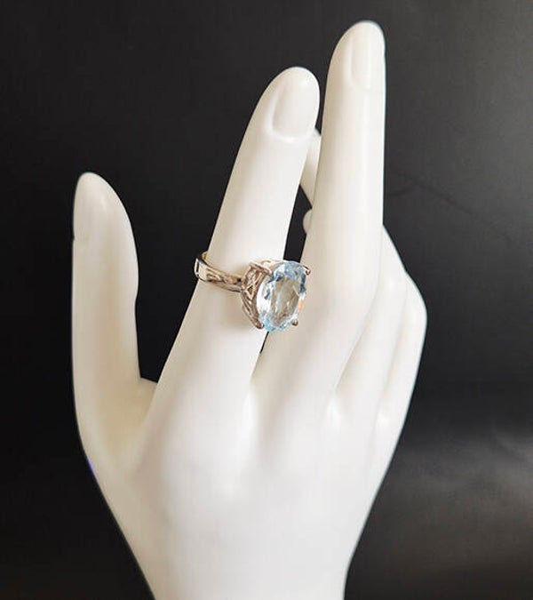 Pale Blue Aquamarine and Sterling Silver Ring