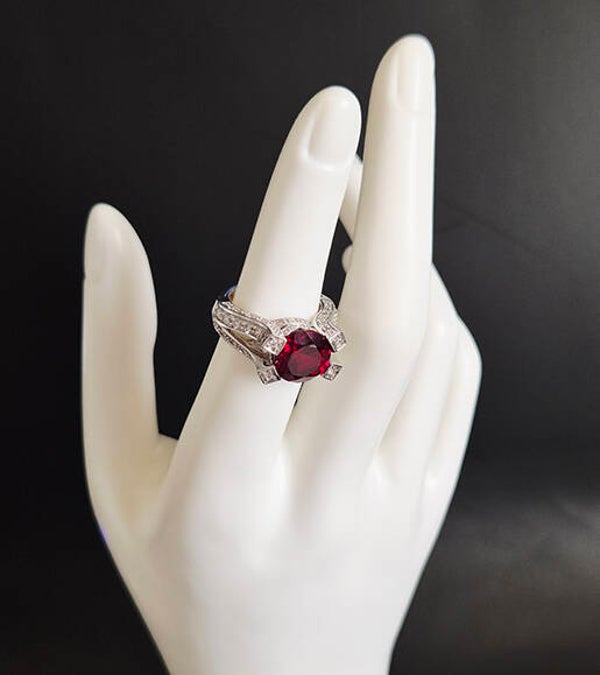 Garnet and Sterling Silver Ring