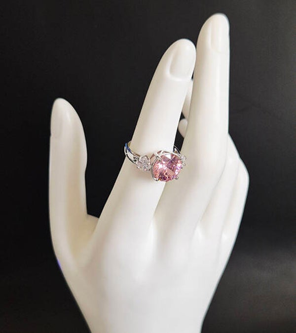 Pink Zircon and Sterling Silver Ring