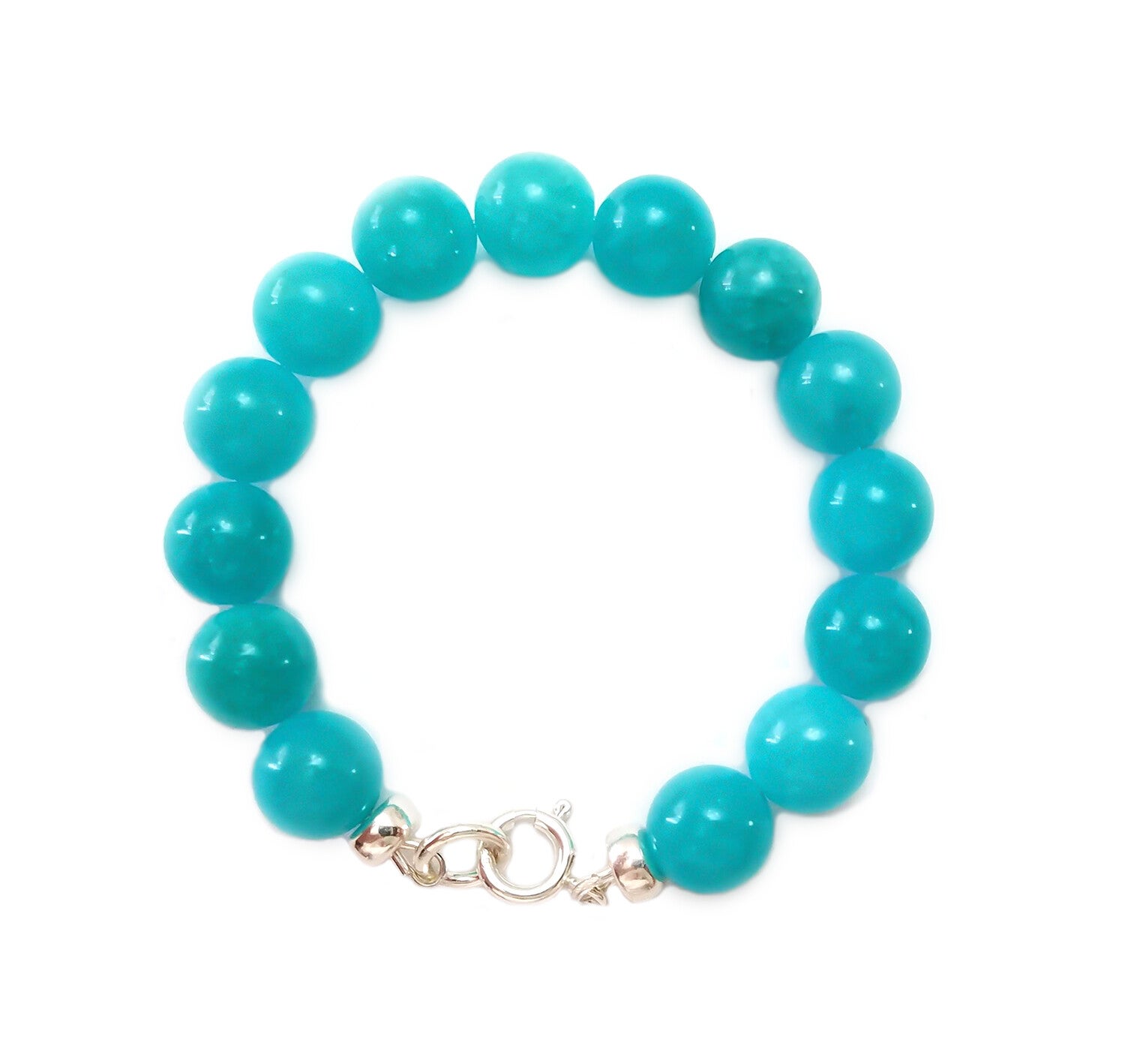 Amazonite Gemstone and 925 Sterling Silver Clasp Bracelet