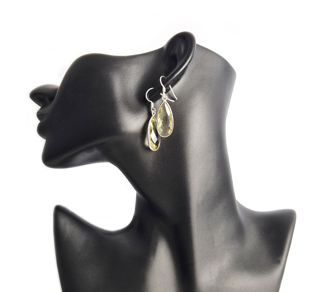 Citrine Gemstone and 925 Sterling Silver Earrings