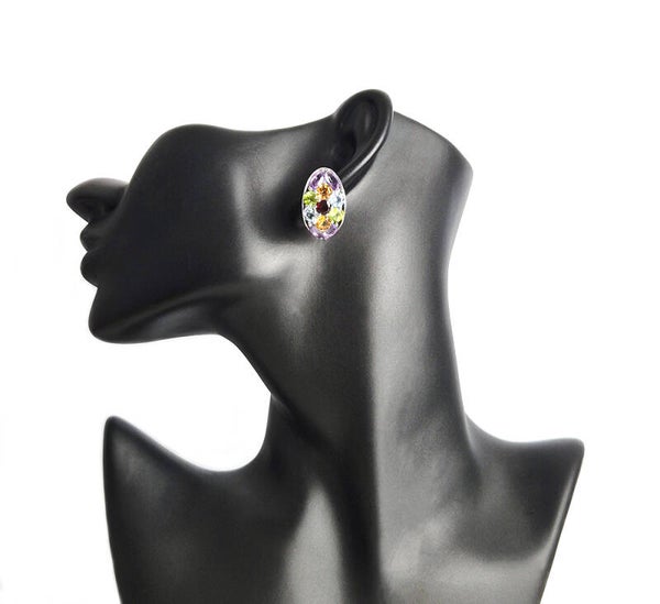 Multi-Gemstone and 925 Sterling Silver Earrings