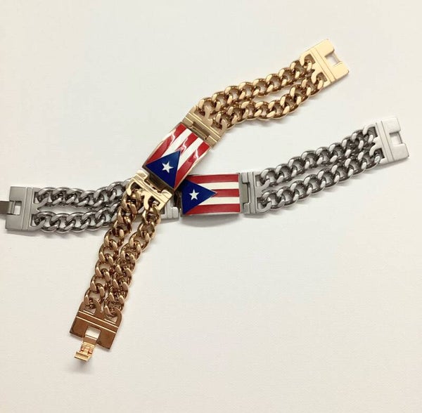 PUERTO RICO STAINLESS STEEL MEN BRACELET SET OF TWO