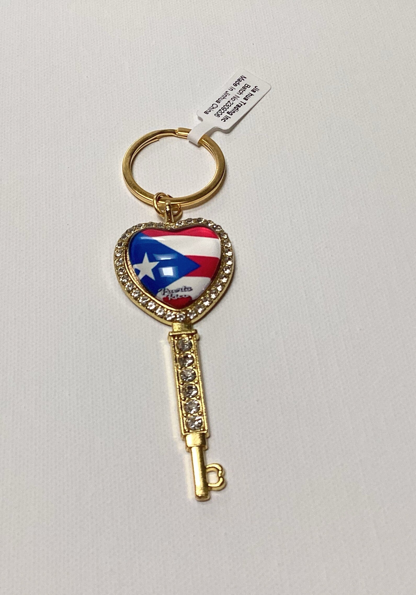 Key Shape Puerto Rico Keychain Gold Color