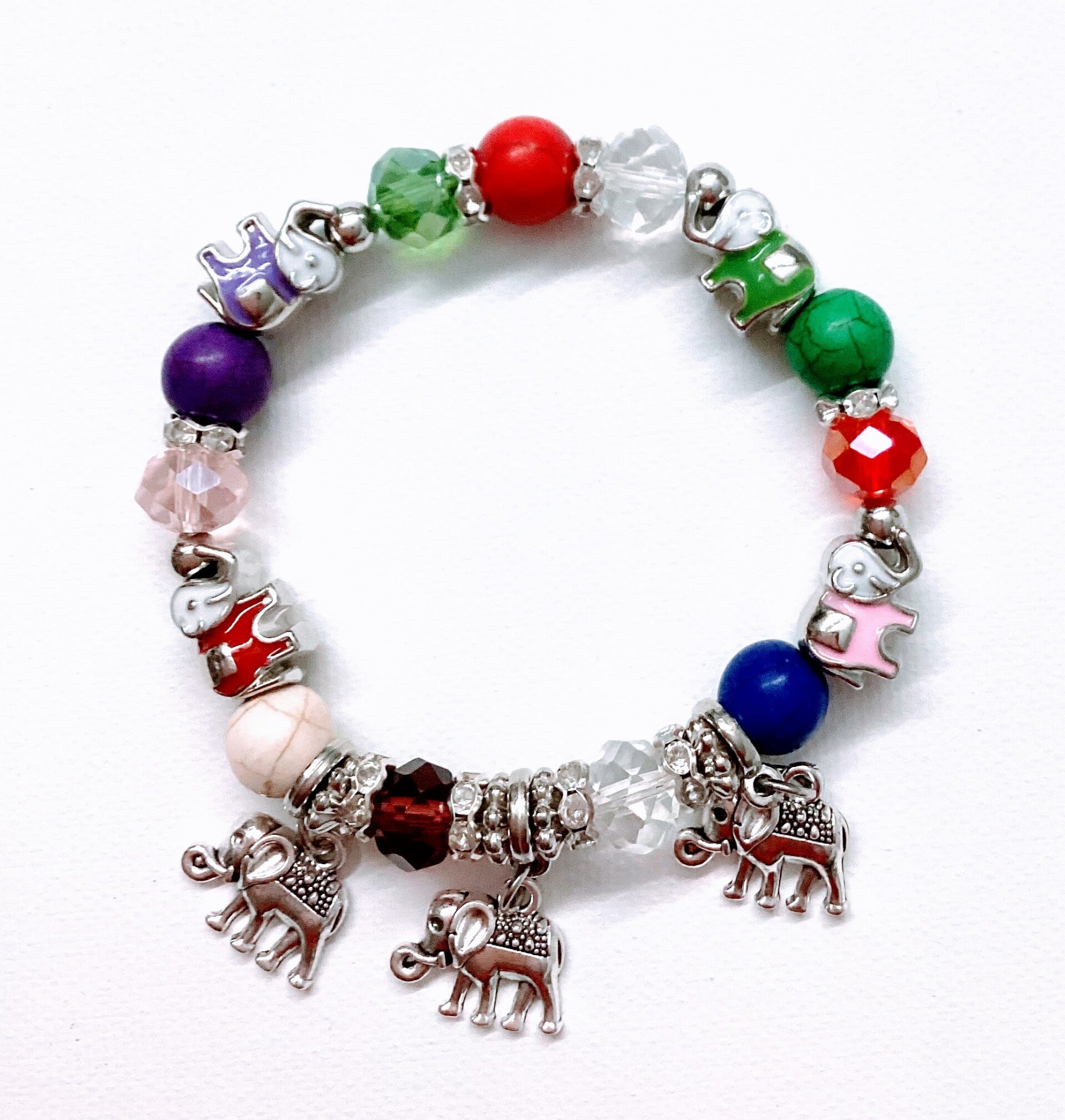 Elephant multicolor Bracelet wit charm