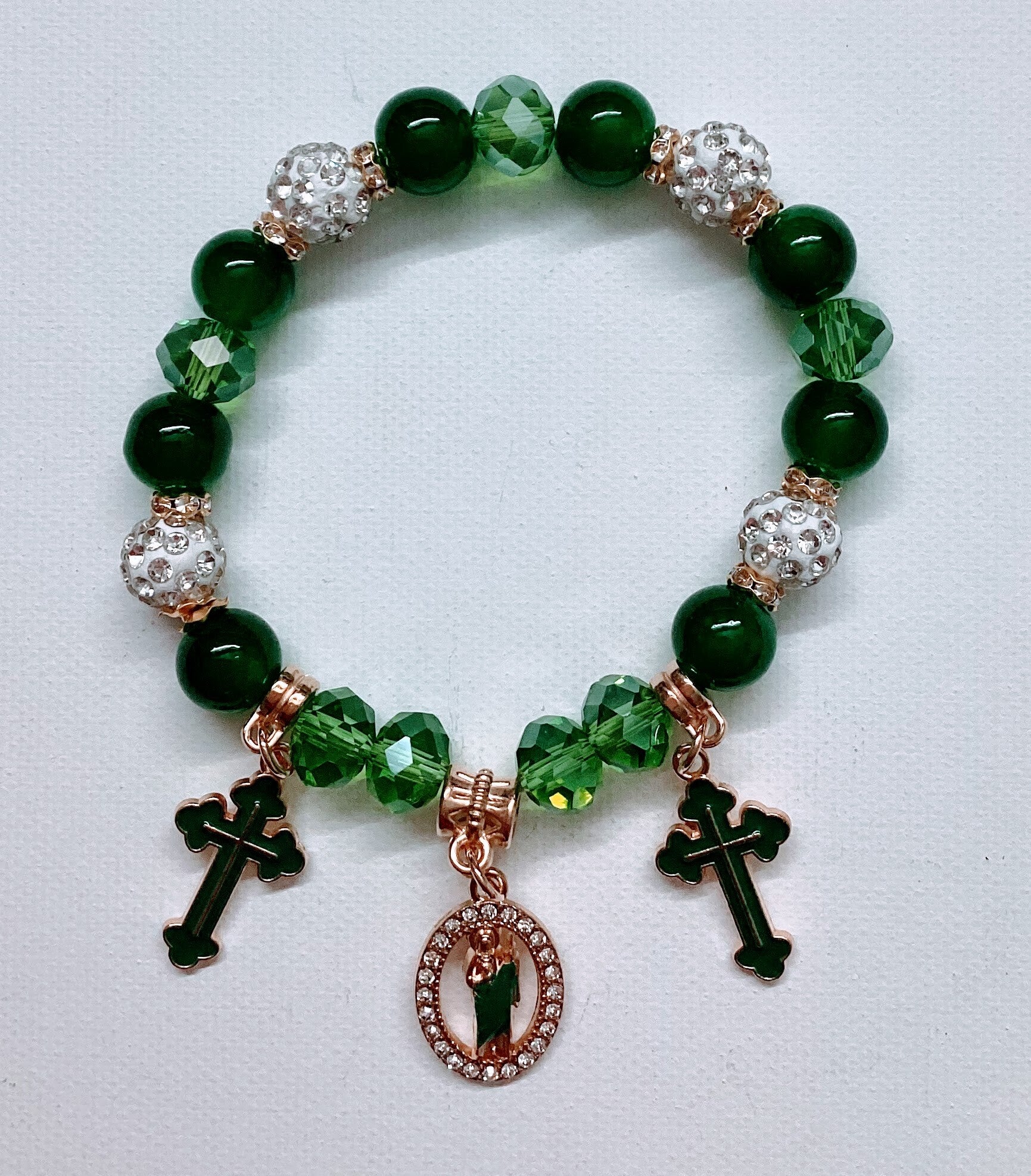 San Judas Bracelet Green with charms