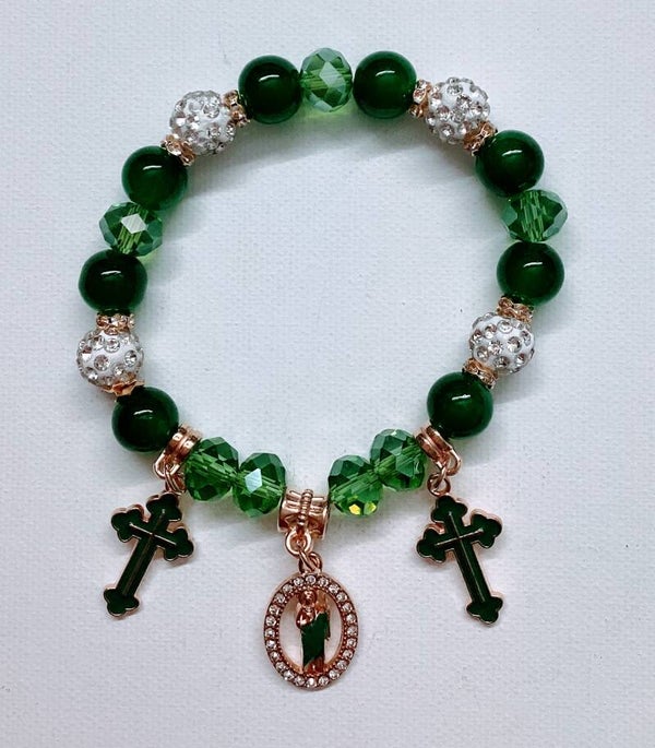 San Judas Bracelet Green with charms
