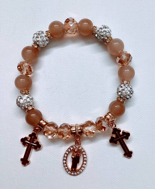 San Judas Bracelet Natural with charms