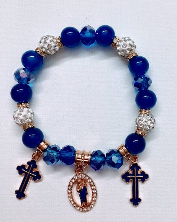 San Judas Bracelet Blue with charms