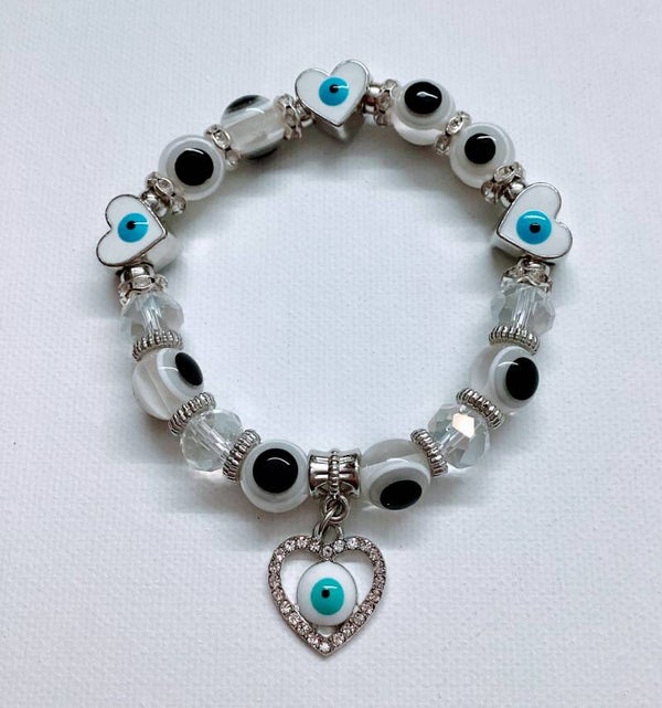 Eye Heart Bracelet White with hear charm