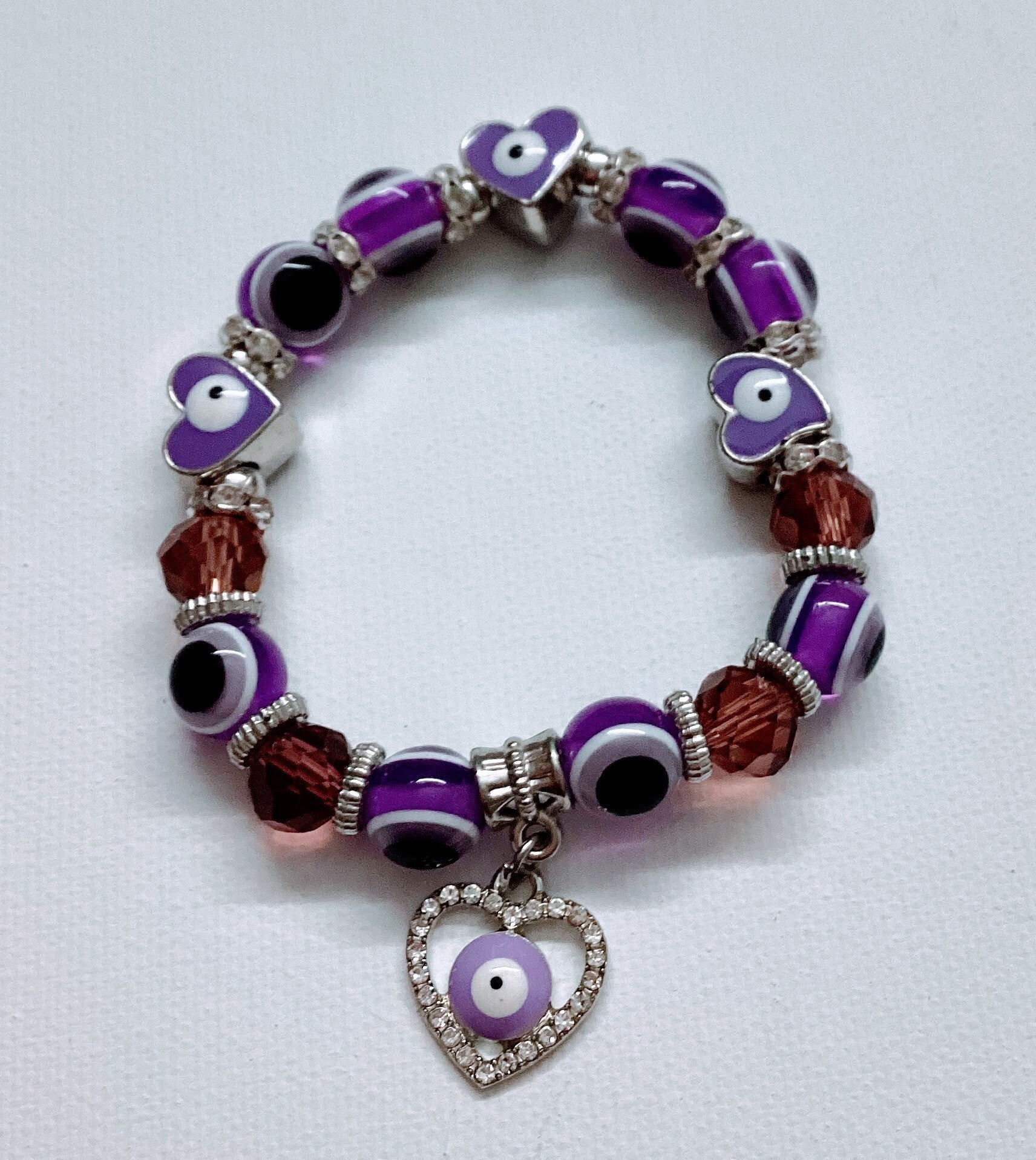 Eye Heart Bracelet Purple with hear charm