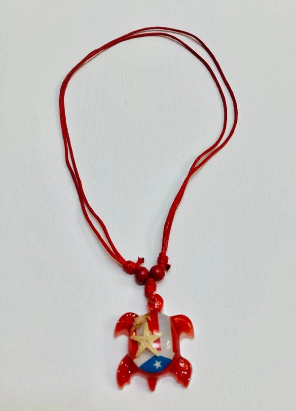 Turtle necklace with the Puerto Rico flag