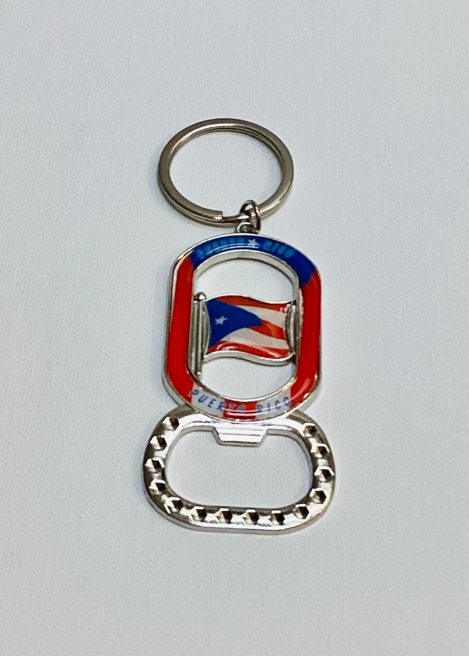 Can Opener with flag Puerto Rico Keychain