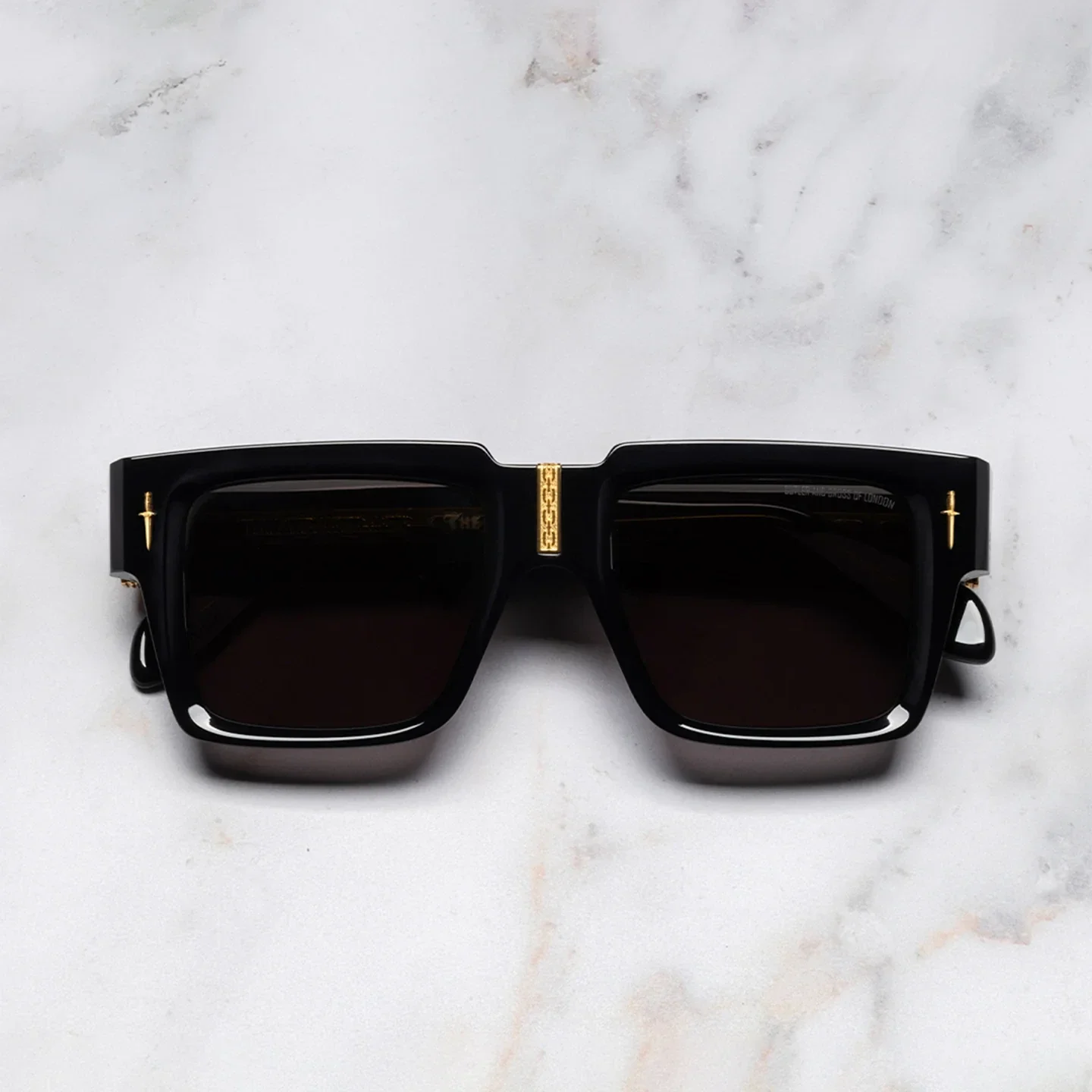 The Great Frog 020-01 Flex Square Black and Gold 24KT Sunglasses