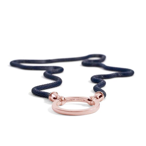 La Loop THE SABINE In Blue Nuit Metal Mesh with Rosegold 25"