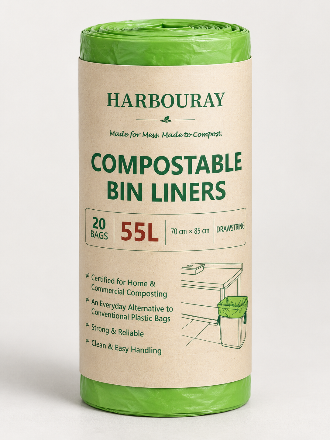 COMPOSTABLE BIN LINERS 55L