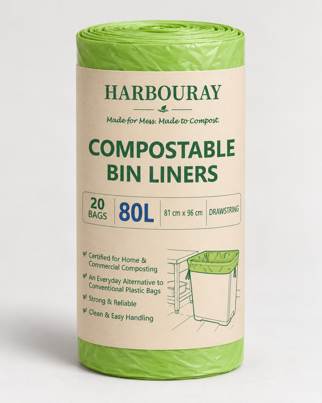 COMPOSTABLE BIN LINERS 80L