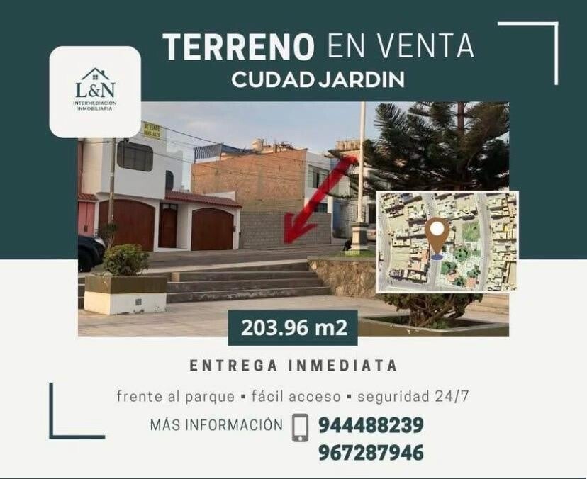 TERRENO CIUDAD JARDIN FRENTE A PARQUE