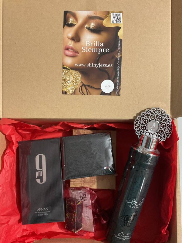 Set/pack EDP Regalo especial shinyjess 9 PM (Hombre) by Afnan 100 ml + Ambientador de Regalo