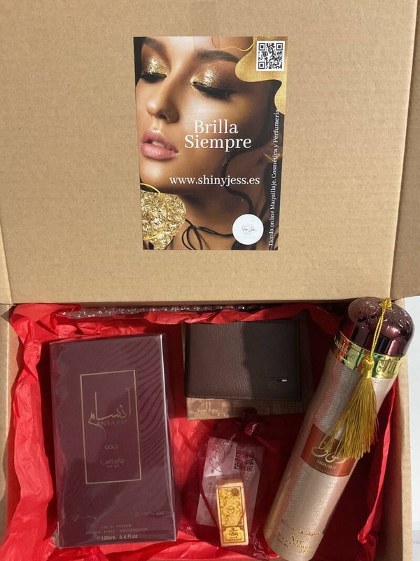Set/pack EDP Regalo especial shinyjess Ansaam Gold by Lattafa Pride 100 ml + Ambientador de Regalo