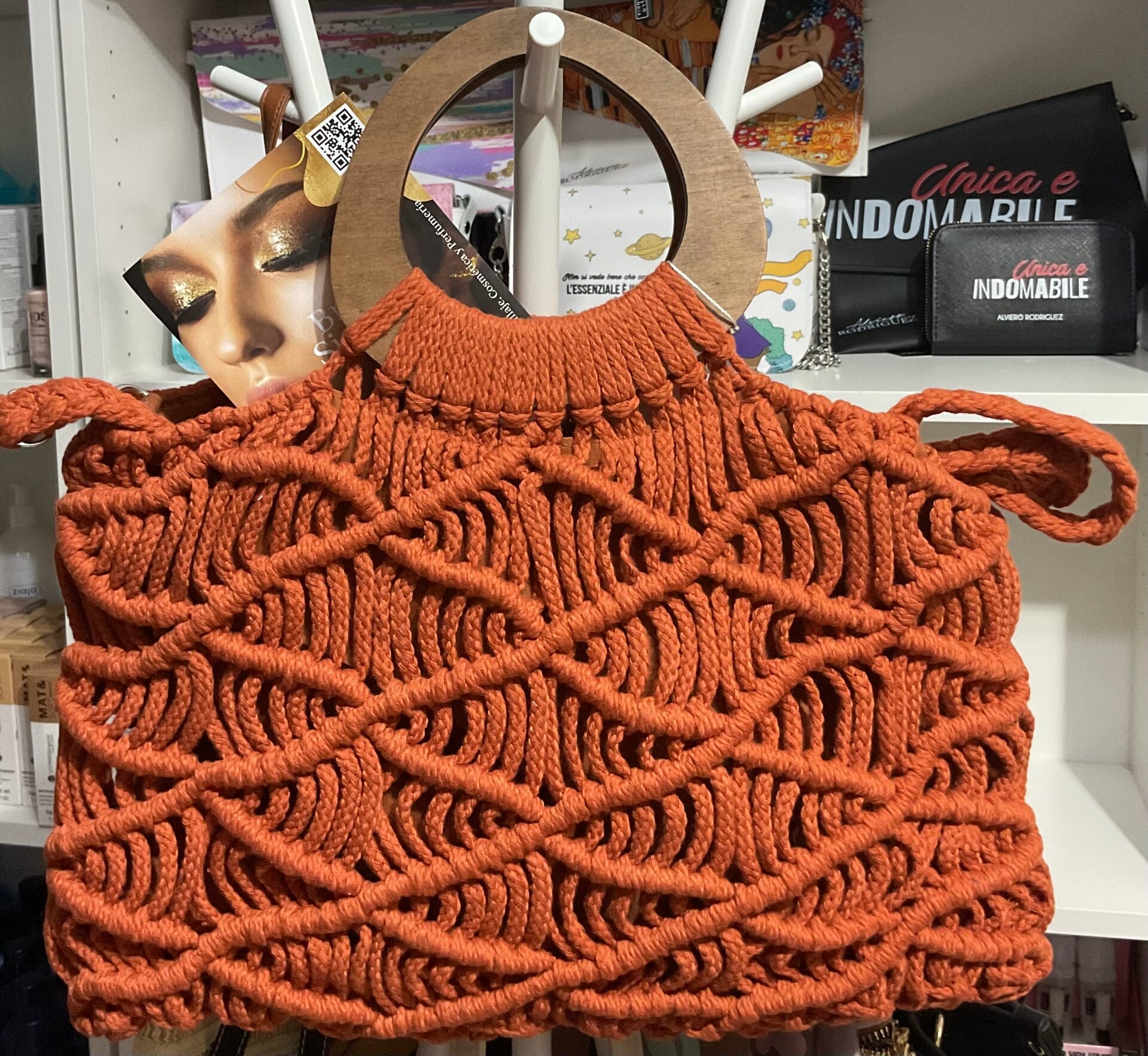 Bolso trenzado de Algodón Rojo