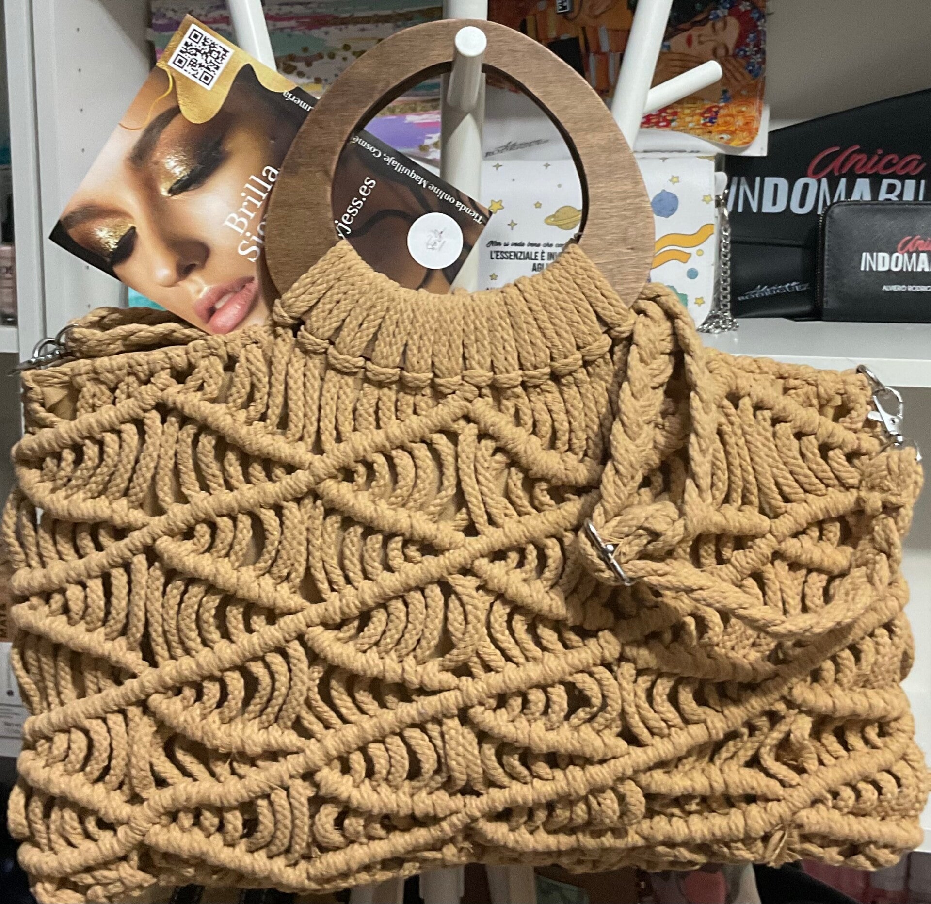 Bolso trenzado de Algodón Khaki