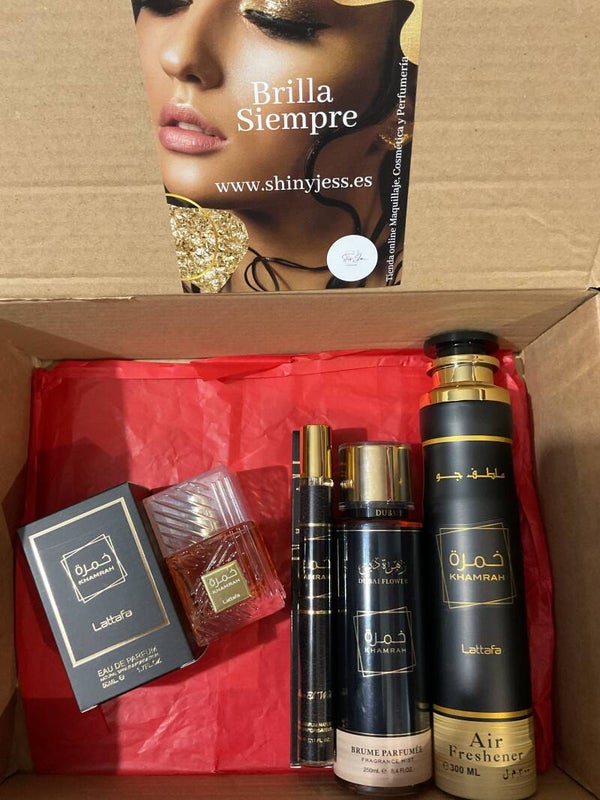 Set/Pack Regalo Khamrah Mini by Lattafa 50 ml + Ambientador de regalo 300 ml