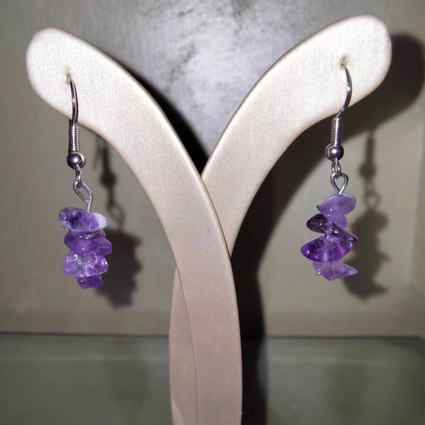 Orecchini Chips Ametista Chevron