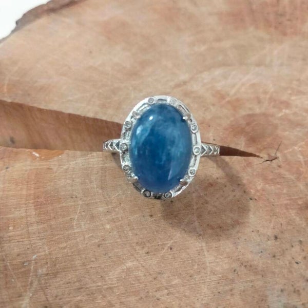 Anello Cianite Regolabile Argento