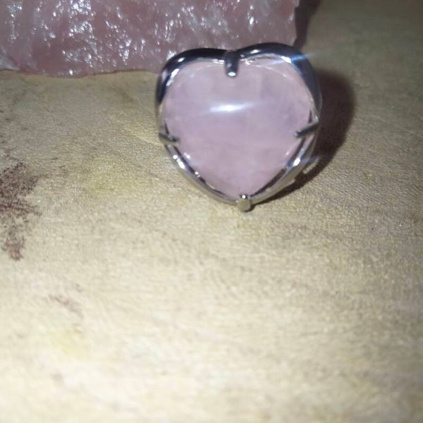 Anello cuore regolabile Quarzo Rosa