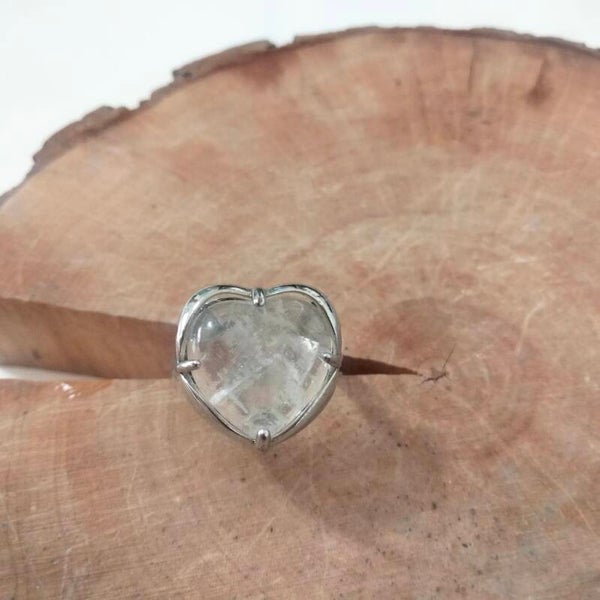 Anello cuore regolabile Quarzo Ialino