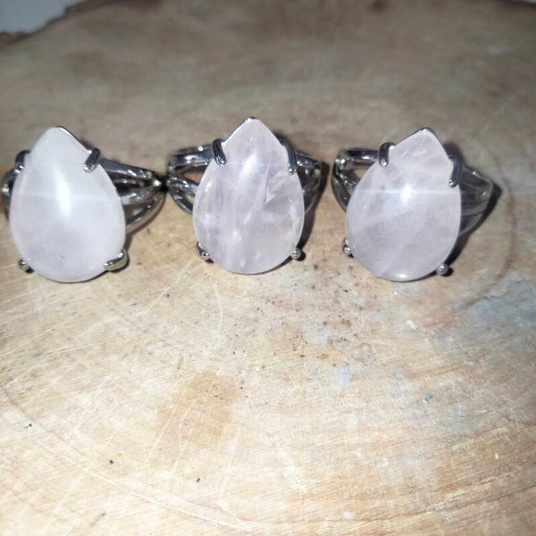 Anello goccia regolabile Quarzo Rosa