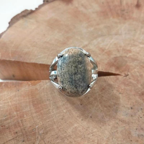 Anello ovale regolabile pietra paesina